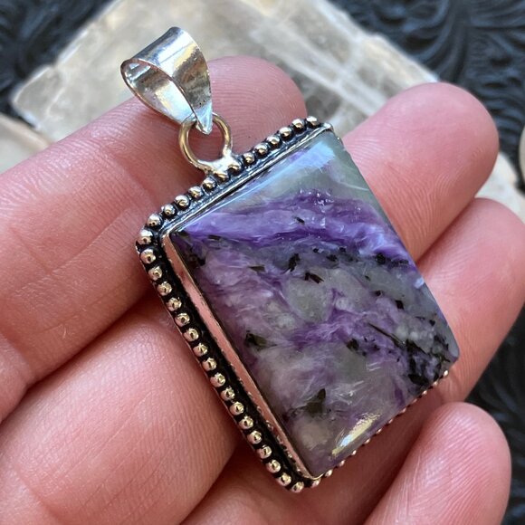 Purple Charoite Crystal Stone Jewelry Pendant - Picture 5 of 7